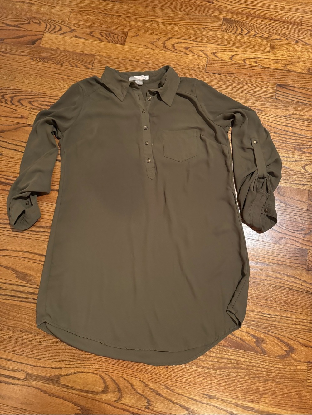 Forever 21 Olive Green Long Sleeve Shirt Dress
